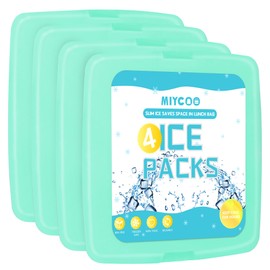 Ice Packs for Lunch Boxes & Lunch Bag - Quick Freeze Ice Pack Space Saving Freezer Packs - Reusable Slim Original Cool Pack - Cool Coolers Accessories for Beach, Camping and Fishing - 4PC Green
