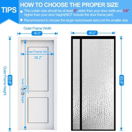 RELIANCER Magnetic Thermal Insulated Door Curtain,Waterproof EVA Door Cover,Left Right Side Opening,Fit Doors Size 38"x82",Self-Closing Insulated Doorway Curtain,Patio Auto Close Thermal Doors Screen
