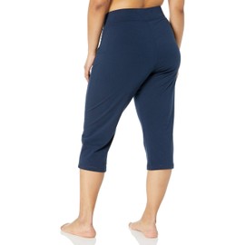 Danskin Women's Plus Size Sleek Fit Yoga Crop Pant, Midnight Navy, S