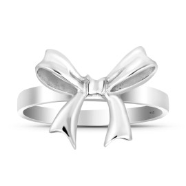 AeraVida Cute Ribbon Bow Knot Tied Classic Band Sterling Silver Ring-7