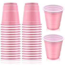 Yaure Joy 30 Pcs Disposable 2oz Shot Glasses Plastic Cups for Wedding, Graduation Party, Beer Sample Taste Serving, Birthday (Light Pink)