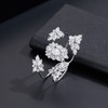 Aprilery Two Finger Statement Ring for Women, Fashion CZ Crystal
