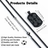 Soccer Bible Verse Cross Necklace for Men Stainless Steel Black