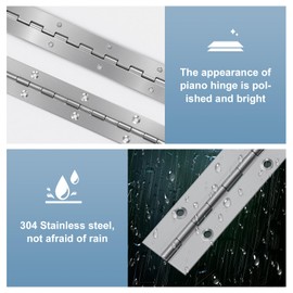 2Pcs Piano Hinge, 12 Inch Stainless Steel Hinges with Holes and 24 Pieces Stainless Steel Screws, Piano Heavy Duty Hinges, Suitable for Cabinets, DIY Storage Boxes, and Marine Scenarios