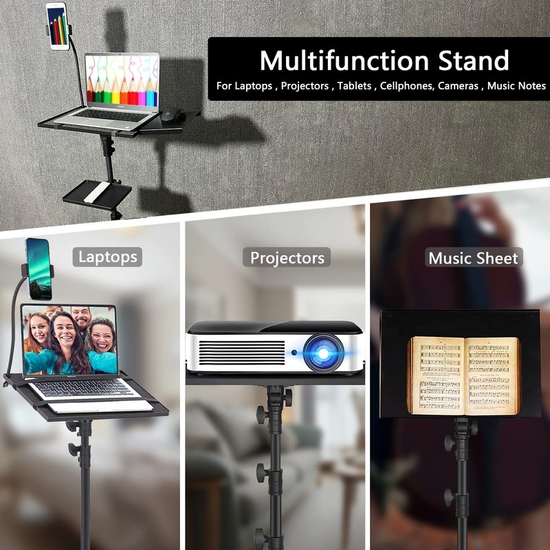 Asltoy Projector Tripod Stand with Wheels Adjustable Height Laptop Tripod