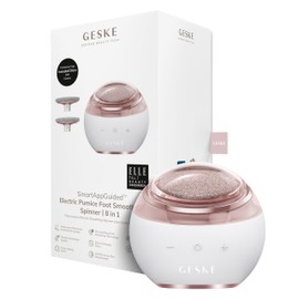 GESKE Electric Pumice Foot Smoothing Spinner | 8 in 1 | Electric Foot File with Coarse & Fine Attachments | Pumice Stone | Soft Feet | Effective Callus Removal | For Your Pedicure Set