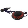 Incense Holder, Ebony with Fall Leaf Carving, Red, Large Size,
