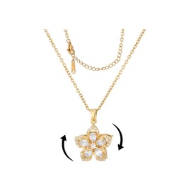 Spinning Necklace for Women Gold Flower Fidget Necklace Rotatable Crystal Blossom Pendant Necklace Adjustable Spinning Fidget Necklace Redbud Flower Necklace Funny Valentine's Day Jewelry (white)