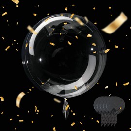 Clear BoBo Balloons - 10pcs 30inch Large Transparent Bubble Globos with Ribbon for Stuffing Birthday Party Wedding DIY Decorations
