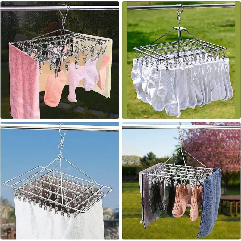 SANBREVE Tendedero Portatil Ropa Secadora Acero Inoxidable 40 Pinzas