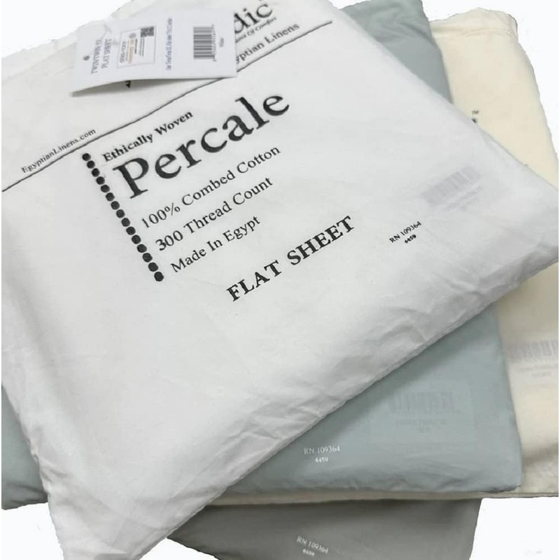 Oversized (102x112) Cotton Percale Flat Sheet Only for Queen Beds,