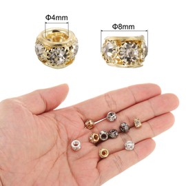 QUARKZMAN 40 Stk. 8mm Großloch-Strassperlen, europäische Abstandperle, Rondelle lose Charmperlen für DIY-Schmuckherstellung Armbandzubehör (Gold)