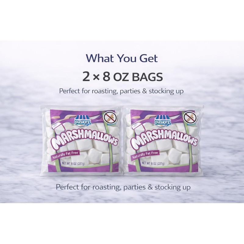 Only Kosher Candy Large White Marshmallows 8 oz (2 Pack)