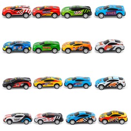 QhgPnt 16 Alloy Toy Cars for Kids, Durable Metal Mini Cars Set for 2+ Year Olds, Perfect for Indoor/Outdoor Racing Games, Birthday Party Favors and Classroom Rewards, 6.5 x 3.5 x 2.5 cm