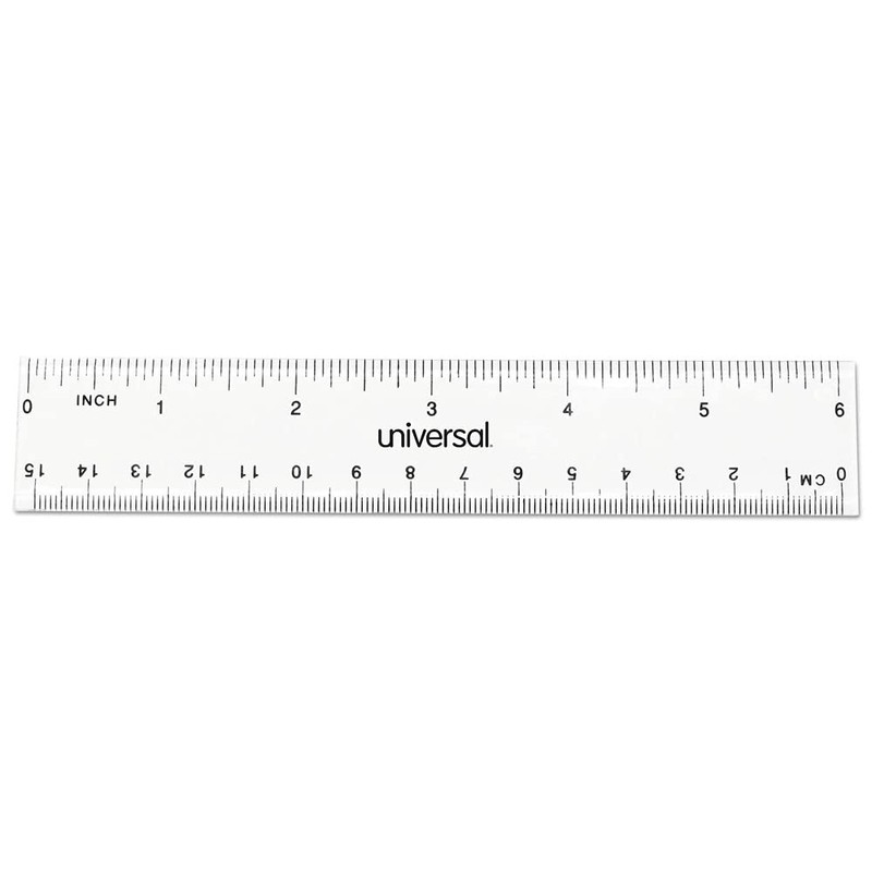 Universal UNV59025 6 in. Long Standard/Metric Plastic Ruler - Clear