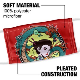 Popfunk Geisha With The Dragon Tattoo 1-Ply Reusable Face Mask Covering, Unisex