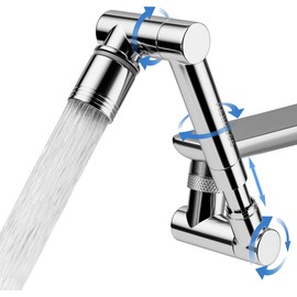 Extensión de grifo giratoria de 1440°, extensor aireador de grifo de fregadero, filtro extensible giratorio, con 2 modos de protector contra salpicaduras, brazo mecánico universal multifuncional