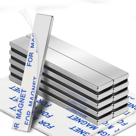 VSKIZ Powerful Neodymium Magnets, 10pcs Heavy Duty Rare Earth Magnets with Double-Sided Adhesive, Strong Rectangular Magnetic Bar for Crafts, Tool Storage, Science, Office, Kitchen - 60x10x3mm