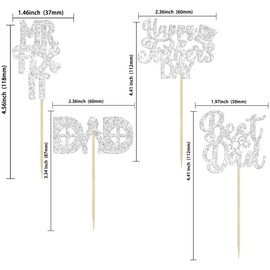 24 PCS Happy Father's Day Cupcake Toppers with Hat Tool Theme Silver Glitter Best Dad Cupcake Picks Dad Birthday Decorations for Fix It Theme Father's Day Dad Birthday Party Supply