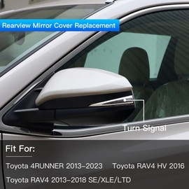 TKPUFR Left Driver Side Mirror Cover Cap Compatible with Toyota 4RUNNER 2013-2023, RAV4 2013-2018 SE/XLE/LTD, RAV4 HV 2016 Silver