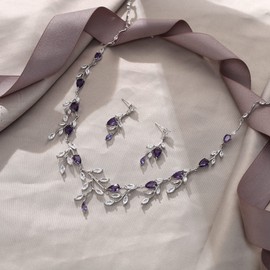 EVER FAITH Teardrop Wedding Bridal Jewellery Set for Brides Sparkly Blue CZ Pear Shaped September Birthstone Necklace Earrings Set, Cubic Zirconia, Cubic Zirconia