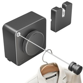 Mzzelry Retractable Heavy Duty Clothesline - Wall Mounted Indoor and Outdoor Laundry Drying Solution, 15.7ft Anti-Sagging Stainless Steel Rope (Grey)