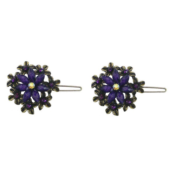 Bella Pair of Medallion Round Barrettes Festive Colors Snap Clips
