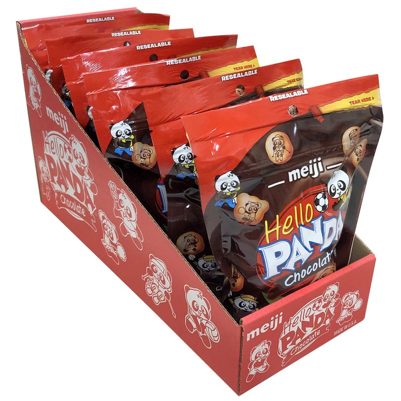 Meiji Hello Panda Cookies, Chocolate Crème Filled, Resealable Package -