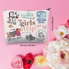 TSOTMO Girls Trip Cosmetic Bag Girls Vacation Travel Toiletry Bag Bachelorette Party Gift Besties Trip Gift Girls Weekend Gift Travel Lovers Gift for Women (GirlsTrip)
