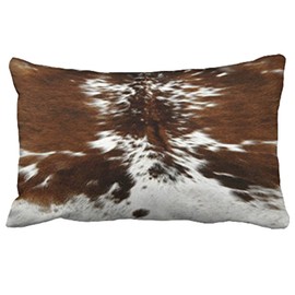 Leaveland Throw Pillowcase 12 x 20 Tri Color Brown Cowhide Print Throw Pillow Cover