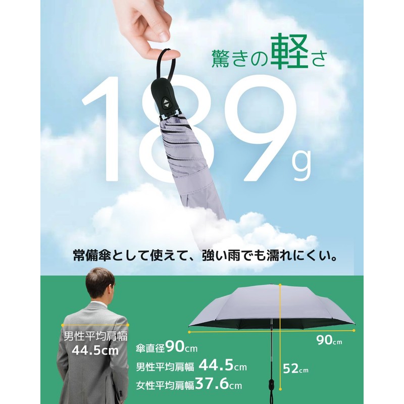 Ultra-Lightweight Umbrella, Weighs 6.7 - 7.9 oz (189 - 199