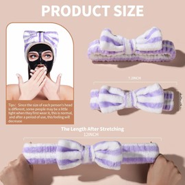 Teenitor 5pcs Makeup Headband with Removable Bow, Spa Headband for Washing Face for Teen Girls Women, Christmas Gifts Basket for Teens Girls Party, Skin Care Hairband