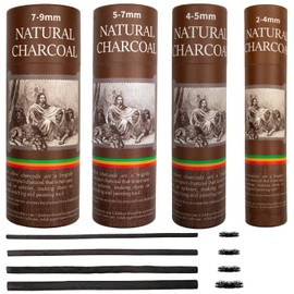 KoMvzyl 100 Pieces Willow Charcoal Sticks, Willow Charcoal, Soft Black Drawing Charcoal for Sketching and Drawing Art Sketch Artists Supplies, 5.3 Inch in Length (2-4, 4-5, 5-7,7-9 mm)