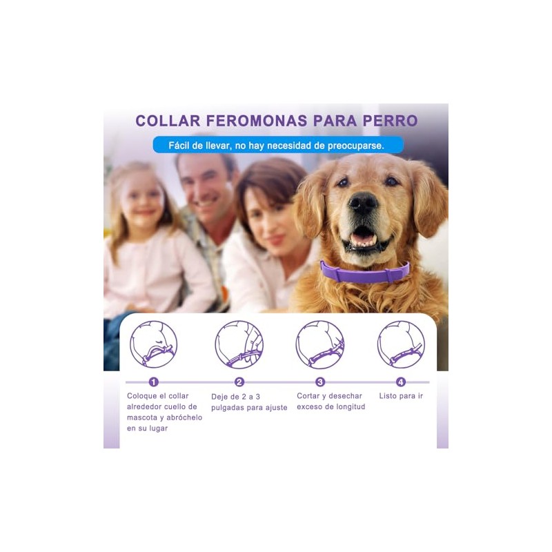 8 Pieza Collar Feromonas para Perro,Ajustable Calmante Collar para Perro,Collar