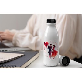 MAXIKIWI Einwandige Wasserflasche mit Schraubverschluss, nicht isoliert, leichtes Aluminium, BPA-frei, auslaufsicher, Wasserfarbe "The Path of Love", 500 ml