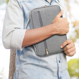 JIANYA Bible Cover Bible Case for Men, Large Bible Cover Bible Bag with Pockets and Handle, Grey