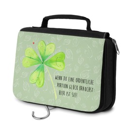 Mr. & Mrs. Panda Clover Wash Bag, Green, Hand Drawn