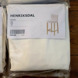 Ikea Henriksdal Bar Stool with Backrest Cover GRASBO WHITE 203.366.24