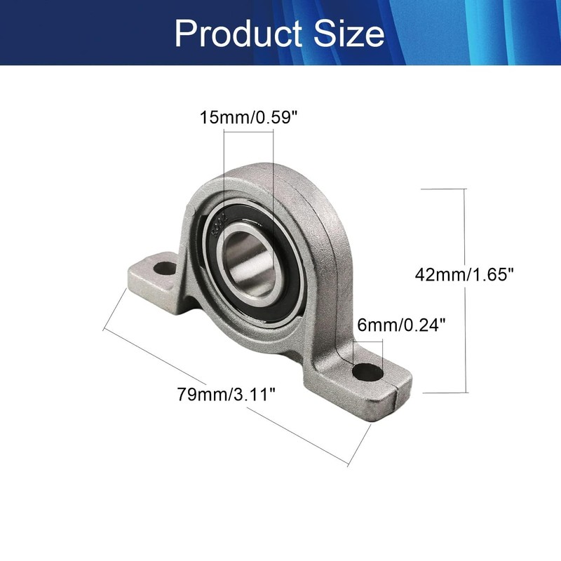 HOOWDAMY 2pcs KP002 15mm Inner Diameter Bore Bracket Pillow Block