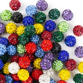 10mm Clay Rhinestone Beads for Bracelets, 100 Pcs Sparkle Crystal Beads for Jewelry Making, Glitter Round Shamballa Disco Ball Design to Create DIY Crafts Necklace Earrings Decoration (Mix Colors)