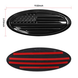 BESTAOO 9.5 Inch Front Grille Rear Tailgate Emblem Compatible with 2015-2024 Ford F150,Overlay American Flag Decals Exterior Accessories, Black