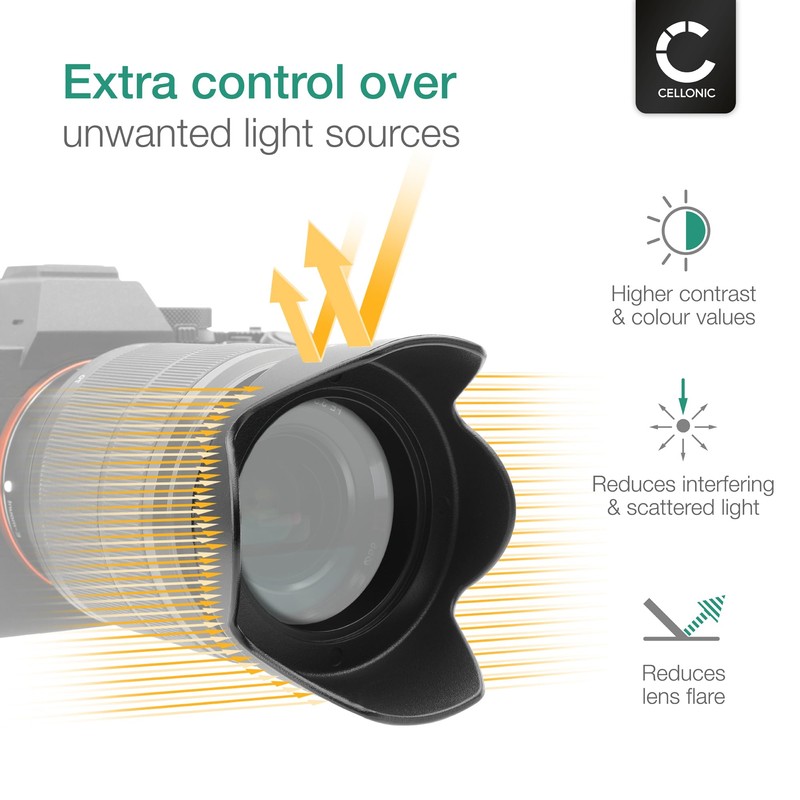 CELLONIC® Lens Hood Compatible with Diameter 95 mm Filter Thread