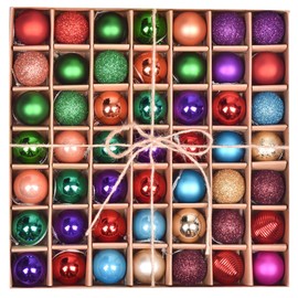 Valery Madelyn Christmas Baubles for Christmas Tree Decoration，49pcs 3cm Rainbow Multicoloured Shatterproof Christmas Ball Ornaments