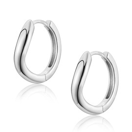 Sterling Silver Hoop Earrings for Women Girls│Linear Hypoallergenic Silver Cuff Huggie Hoops for Birthday Wedding Christmas Jewellery Gifts