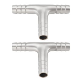 The Lord of the Tools 2pcs 10mm T-Piece Connector Replacement Part 304 Stainless Steel Hose Barb Connector 3 Way Tee T Shape Barb Fitting for Water Gas Oil