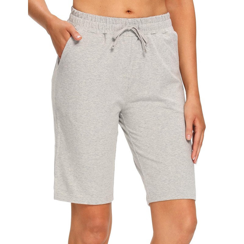 EZRUN Bermudas para mujer con bolsillos, Pantalones para correr., gris,