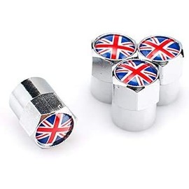 Goliton® British Flag Mini Metal Car Tire Tyre Valve Nozzle Valve Caps Cover (British Flag)