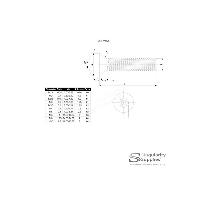 M4 (4mm x 10mm) Pozi Countersunk Machine Screw (Bolt) -