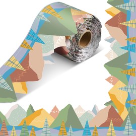 Outus 68 Feet Moving Mountains Bulletin Board Borders Woodland Classroom Decor Mountains Rolled Bulletin Border Trim for Workplace Birthday Bulletin Board for Classroom Home Decor