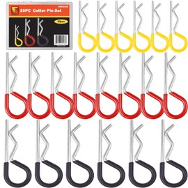 Wellmax 20 Pcs R Clip Assortment in 7/64", 9/64", 5/32" Zinc-Plated Steel Clips, Small Cotter Pins for Use on Hitch Pin Lock System, Assorted Cotter Pins, Hair Pin Assortment Kit, R Clips